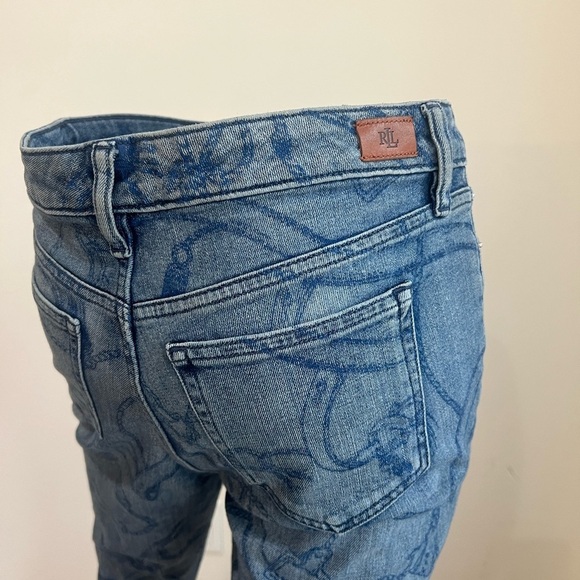 Ralph Lauren Equestrian Lasso Tack Horse Bit Crop Denim Jeans - Picture 10 of 13